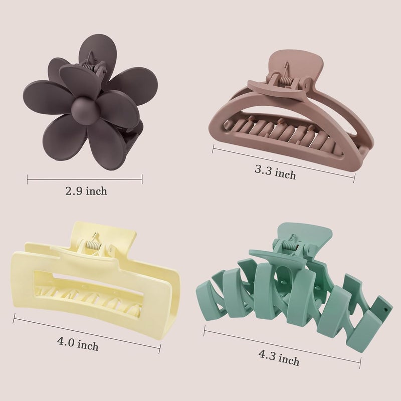 Sunolga 8PCS Hair Clips for Women, Flower Claw Clips for Thick Hair, Non-Slip Hair Accessories with Multi-Styles, Neutral Colors Hair Claw Clips and Variety Pack, Ideal for Girls - Image 2